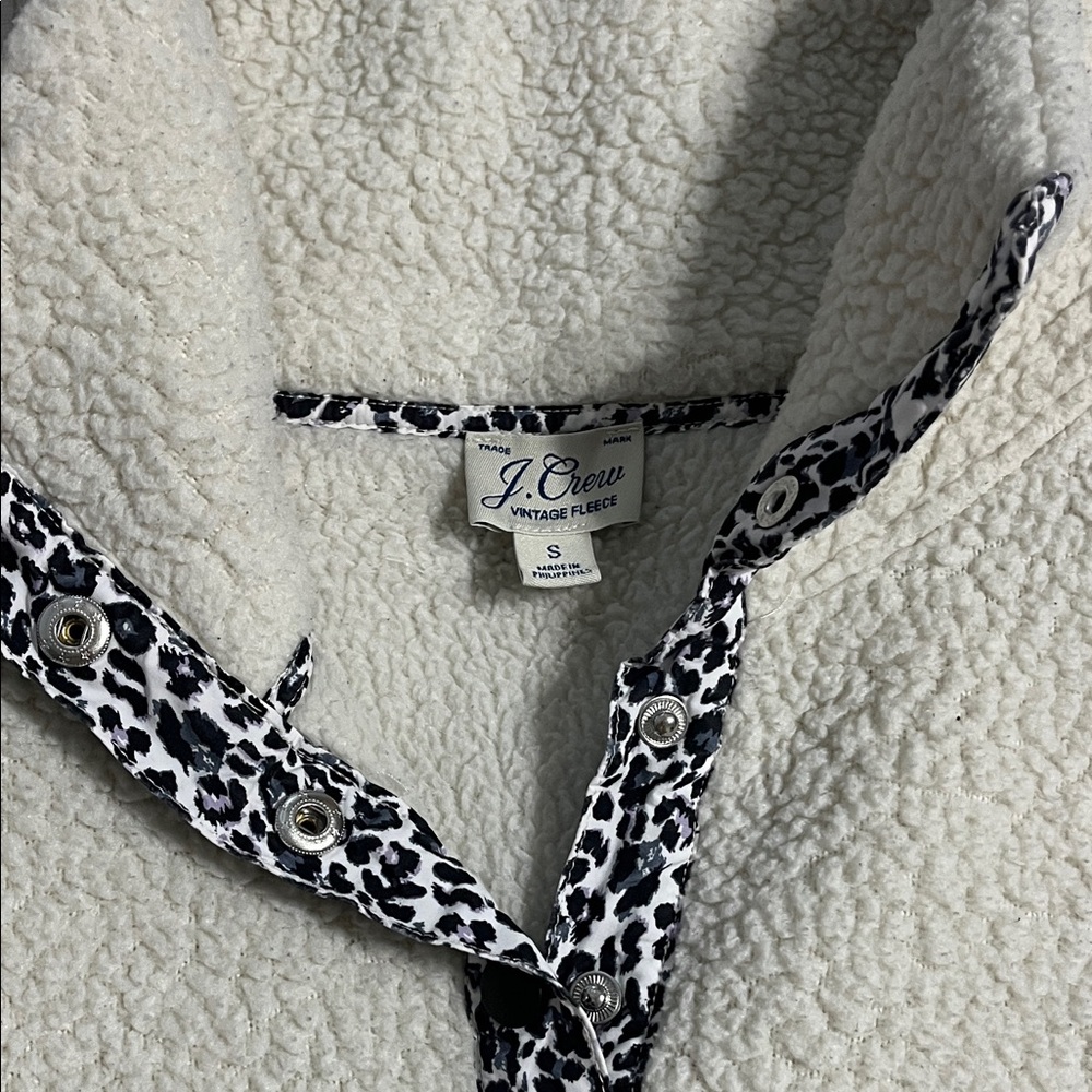 J. Crew Cream Fleece with Patterned Trim - Picture 2 of 2